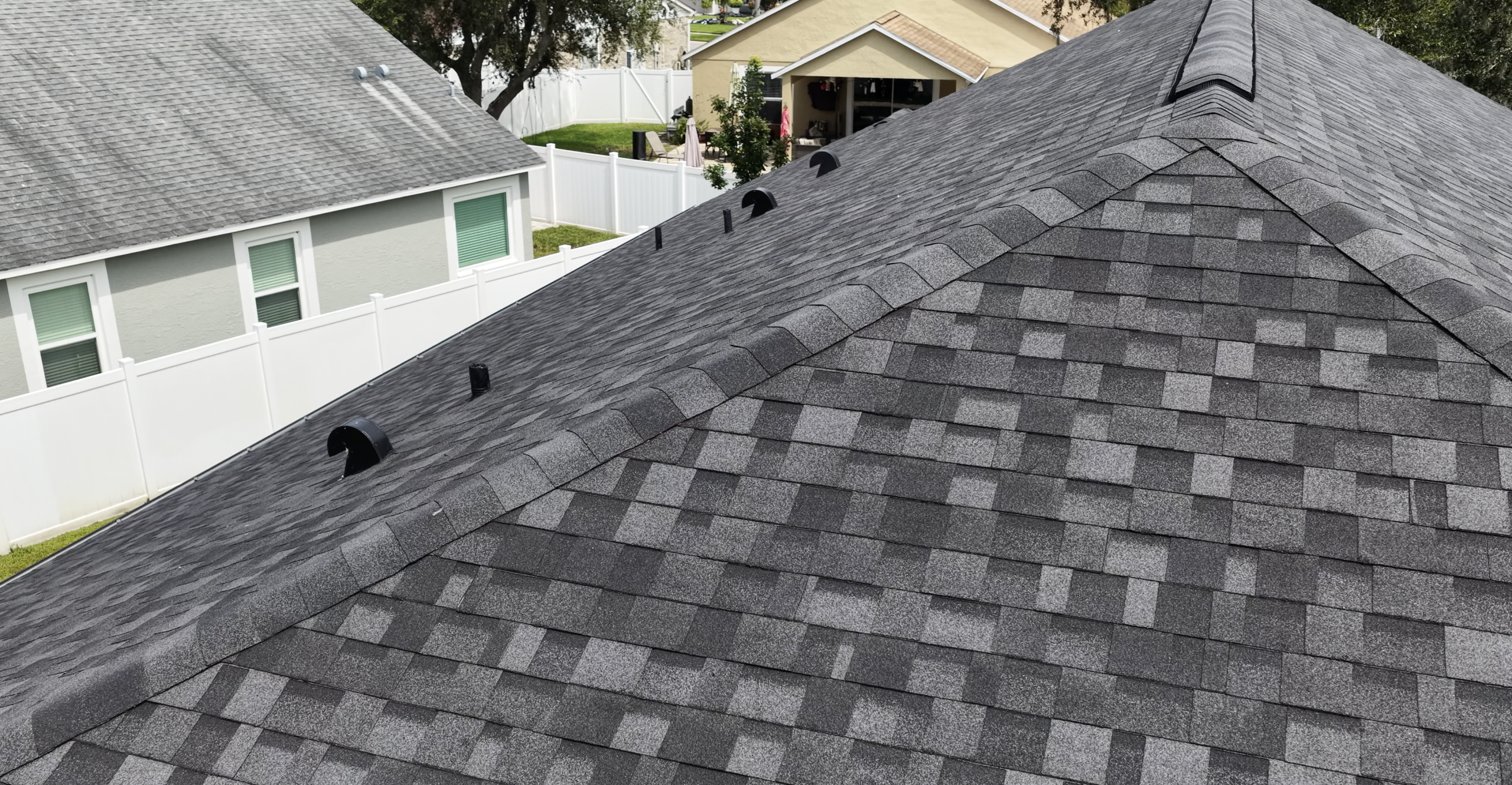 Drone aerial photography for roofing construction exterior project and property progress documentation